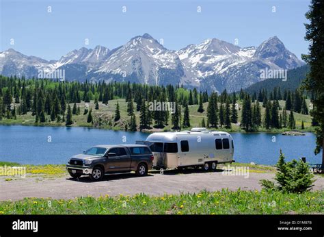 Molas lake camping high above the town of Silverton Colorado in the San Juan Mountains Stock ...