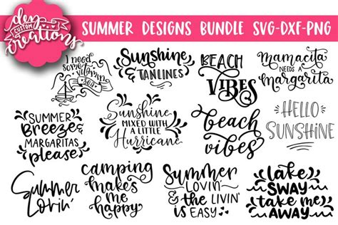 Summer Designs Bundle - SVG DXF PNG Cut Files for Cricut