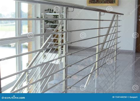 Inox Stainless Steel Indoor Fence in the Staircase Stock Photo - Image ...