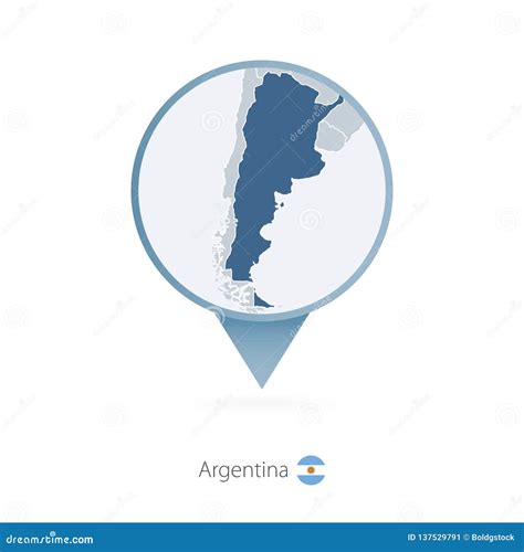 Map Pin with Detailed Map of Argentina and Neighboring Countries Stock ...