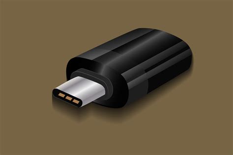 USB Type C Adapter Vector black color with shadow 27136787 Vector Art ...