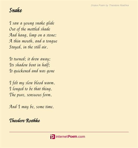 Snake Poem by Theodore Roethke