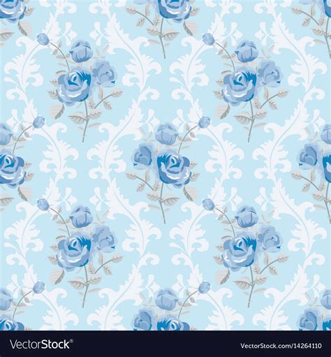 Blue roses floral wallpaper Royalty Free Vector Image