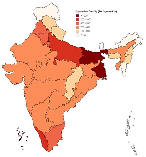 Population Density Indian States [OC][3600*3880] : MapPorn