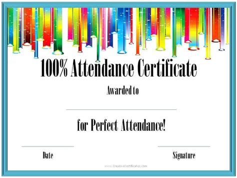 Perfect Attendance Award Certificates | Free Instant Download