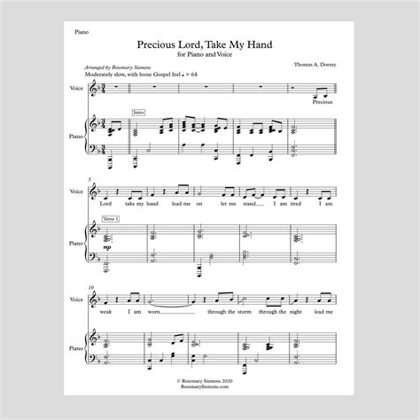 Precious Lord, Take My Hand - Digital Sheet Music - Rosemary Siemens Official