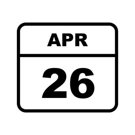 April 26th Date on a Single Day Calendar 501325 Vector Art at Vecteezy