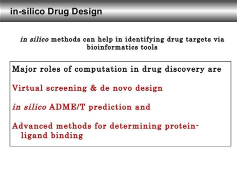 In silico drug design an intro