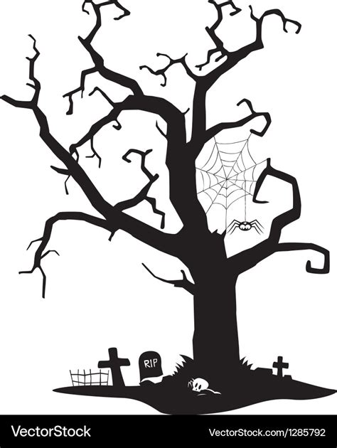 Spooky silhouette of tree Royalty Free Vector Image