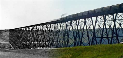 CNHE - Construction of the Lethbridge Viaduct - Lethbridge, AB - Canadian National Historic ...