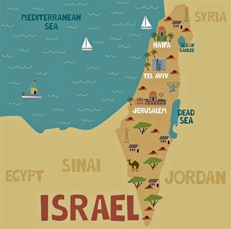 Israel Map of Major Sights and Attractions - OrangeSmile.com