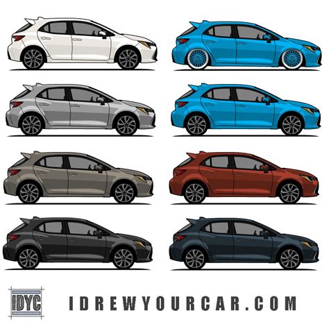 I drew every 2019 Corolla Hatchback color : r/Toyota