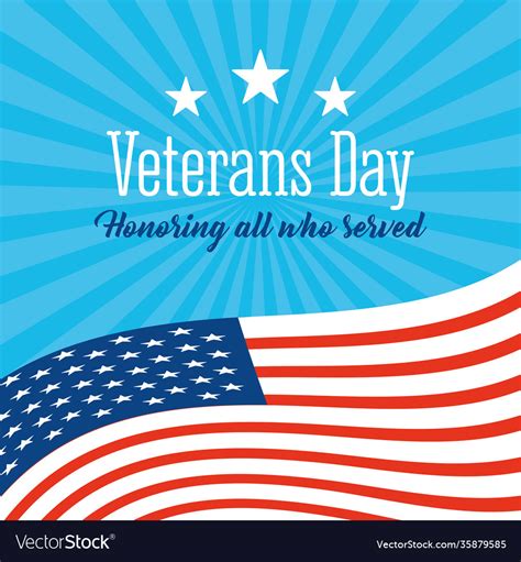 Happy veterans day waving american flag stars Vector Image