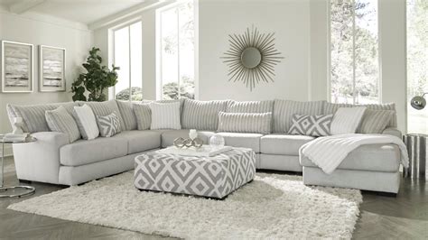 Tweed Large Sectional Sofa with Chaise - Light Gray | Home Furniture