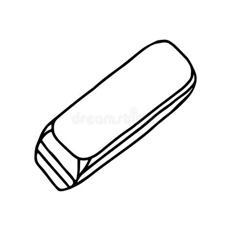 Hand-draw Black Vector Illustration of Eraser Rubber Item Isolated on a White Background Stock ...