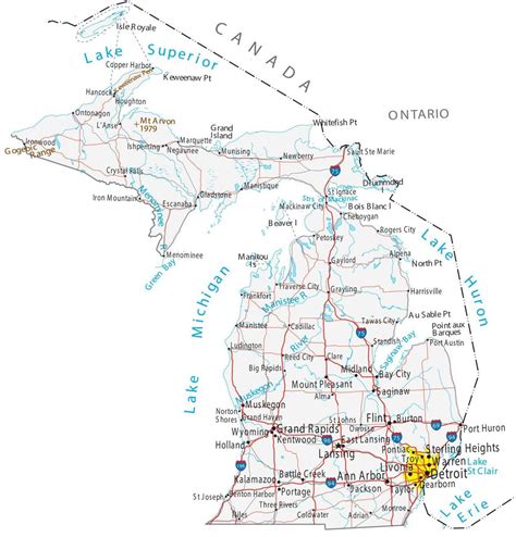 Map of Michigan - Cities and Roads - GIS Geography