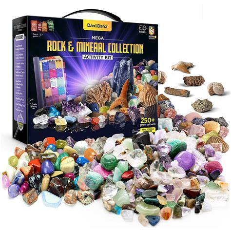 Dan&Darci Mega Rock, Fossil & Mineral Collection & Activity Kit. Rough Rocks, Polished Gems ...