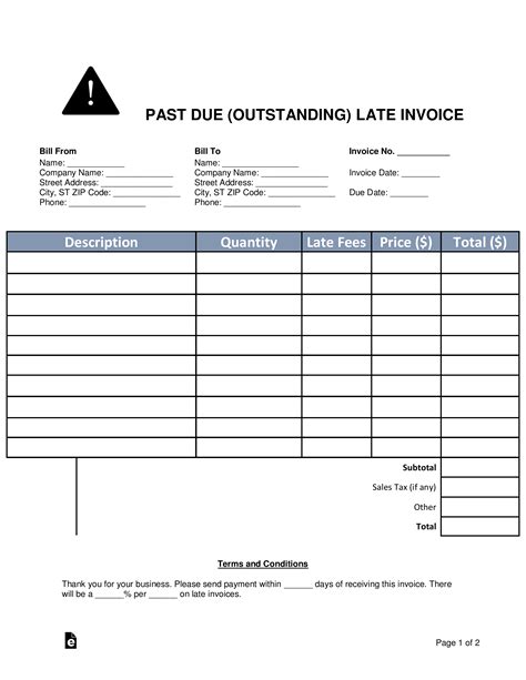 Free Past Due (Outstanding) Late Invoice - PDF | Word – eForms