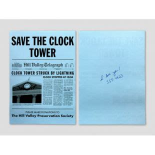 Back to the Future Save the Clock Tower Flyer blue incl. dedication