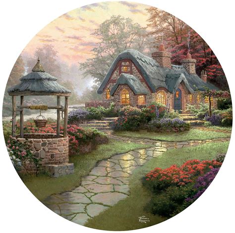 THOMAS KINKADE 500 PIECE ROUND PUZZLE - MAKE A WISH COTTAGE