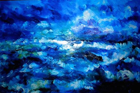 Horizon Sky Ocean Original Oil Painting on 24x36 Inch Stretched Canvas ...