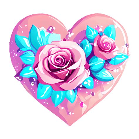 Cute Heart with Flowers Digital Graphic · Creative Fabrica