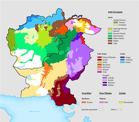 Simplified ethno-linguistic map of Afghanistan and Pakistan by Seán ...