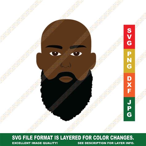 Bald Black Man With Beard SVG Cricut or Silhouette Cut File | Etsy