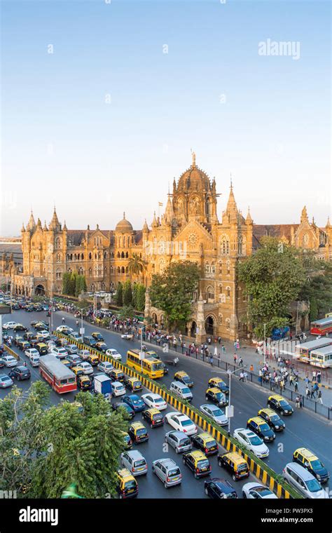 India, Mumbai, Maharashtra, Chhatrapati Shivaji Maharaj Terminus railway station (CSMT ...