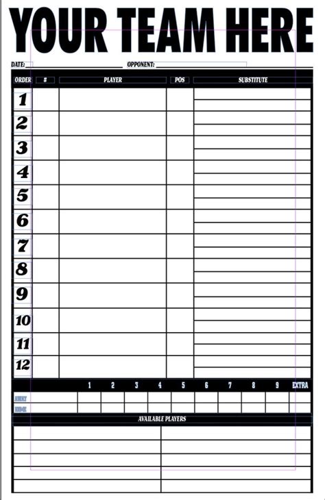 Equipment Care & Accessories 4 part-30 Sets Baseball Softball LineUp Cards w/Team Roster ...