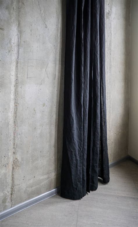 Black Linen Curtains Natural Drapery Panel Blackout Modern - Etsy