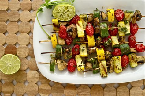 Grilled Veggie Kebabs with Cilantro Chimichurri Marinade | Flavor the ...