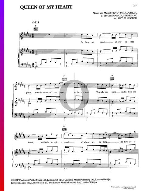 Queen Of My Heart (Westlife) Piano Sheet Music - OKTAV