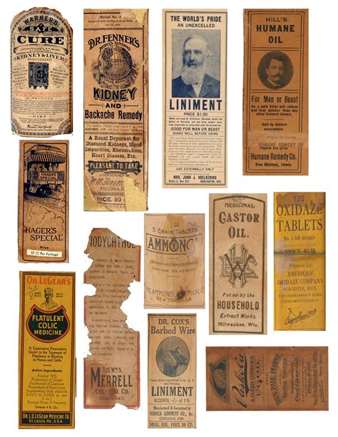 Antique Medicine Bottle Labels