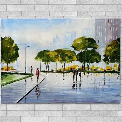 Handmade Street Scene Canvas Oil Painting For Home Wall Decoration Hand ...