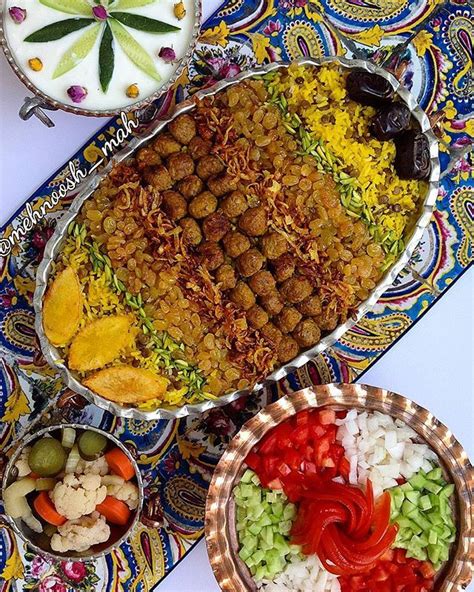 #adas_polo; persian rice with lentils , topped with meatballs, caramelized onion, raisins and ...