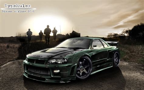 Green Nissan Skyline GTR coupe, race cars, Nissan Skyline GT-R R34 ...