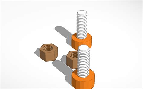 3D design M3 bolt+nut - Tinkercad