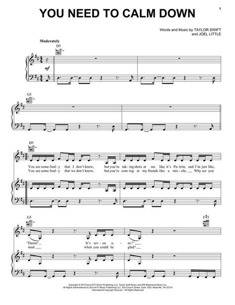 you need to calm down sheet music