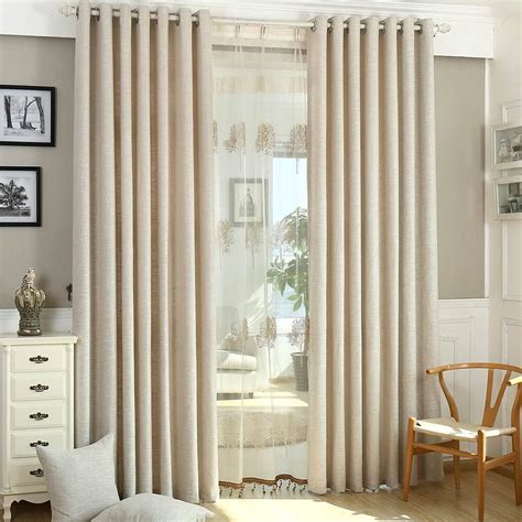 Solid Beige Curtains Grommet Top Drapes for Bedroom Set of 2 Panels – Anady Top