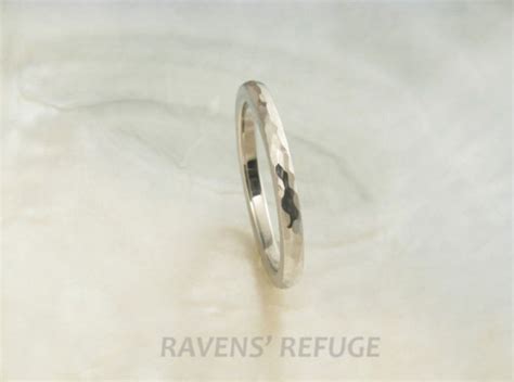 Handmade Wedding Band 2mm Hammered Platinum Ring Comfort - Etsy