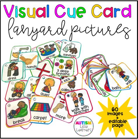 Visual Cue Card Lanyard Set - For School - Autism Little Learners