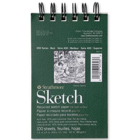 Strathmore 400 Series Pocket Recycled Sketch Paper Pad - 24 Sheet - White, 3.5 x 5 in - Fred Meyer