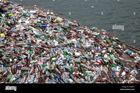 Trash and garbage floating on the surface of the water Stock Photo - Alamy