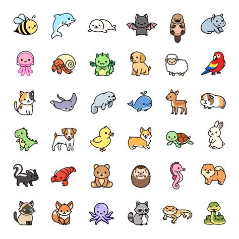 "*choose large sticker!* Mega Cute Animals #2" Sticker for Sale by littlemandyart | Cute easy ...