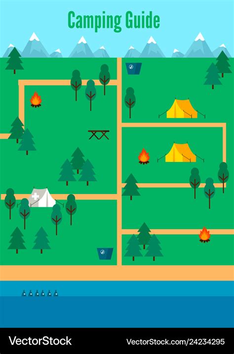 Flat camping map template Royalty Free Vector Image