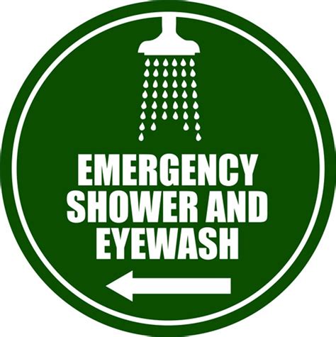 Emergency Shower and Eyewash Left Arrow Floor Sign - Custom Signs Also Available