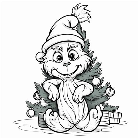 Grinch Christmas Tree Coloring Page - Coloring Nation