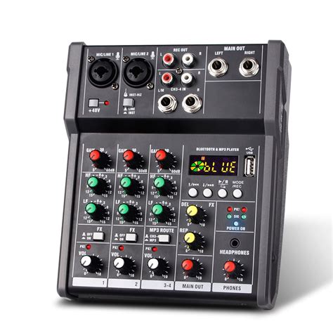 Professional Audio Mixer Sound Board Console 4 Channel Digital USB ...