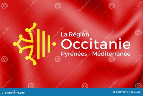 Flag of Occitanie, France. 3D Illustration Stock Illustration ...